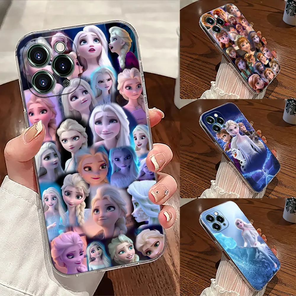 Elsa Anna Frozen Princess Disney Transparent Phone Case For iPhone 17 Pro Max 17E 11 12 13 14 15 16 Pro Max Plus Air 16E 7 Cover