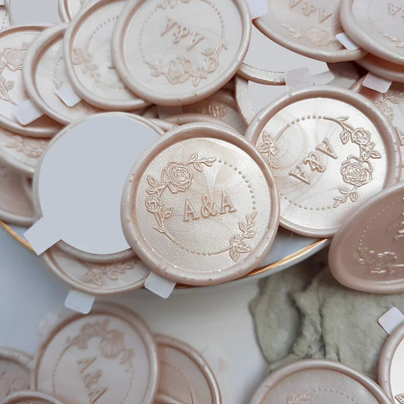 Custom Wedding Wax Seal Stickers, Handmade Wax Seals, Initial Wax Seals,Monogram Wax Seals, Self-Adhesive Wax Monogram Seals