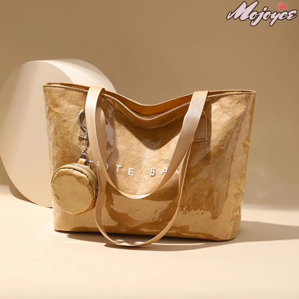 

PVC Hobo Handbag Large Capacity Casual Jelly Tote Bag Waterproof Dupont Paper Shoulder Bag Top-Handle Bags with Matching Clutch