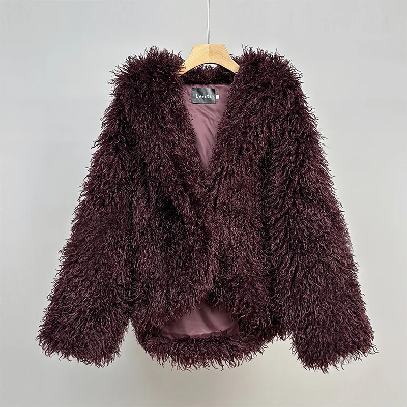 

Loose Rolled Fur Grass High-Quality Wool Long Sleeved Synthetic Fur High-End Outerwear Women's Outerwear
