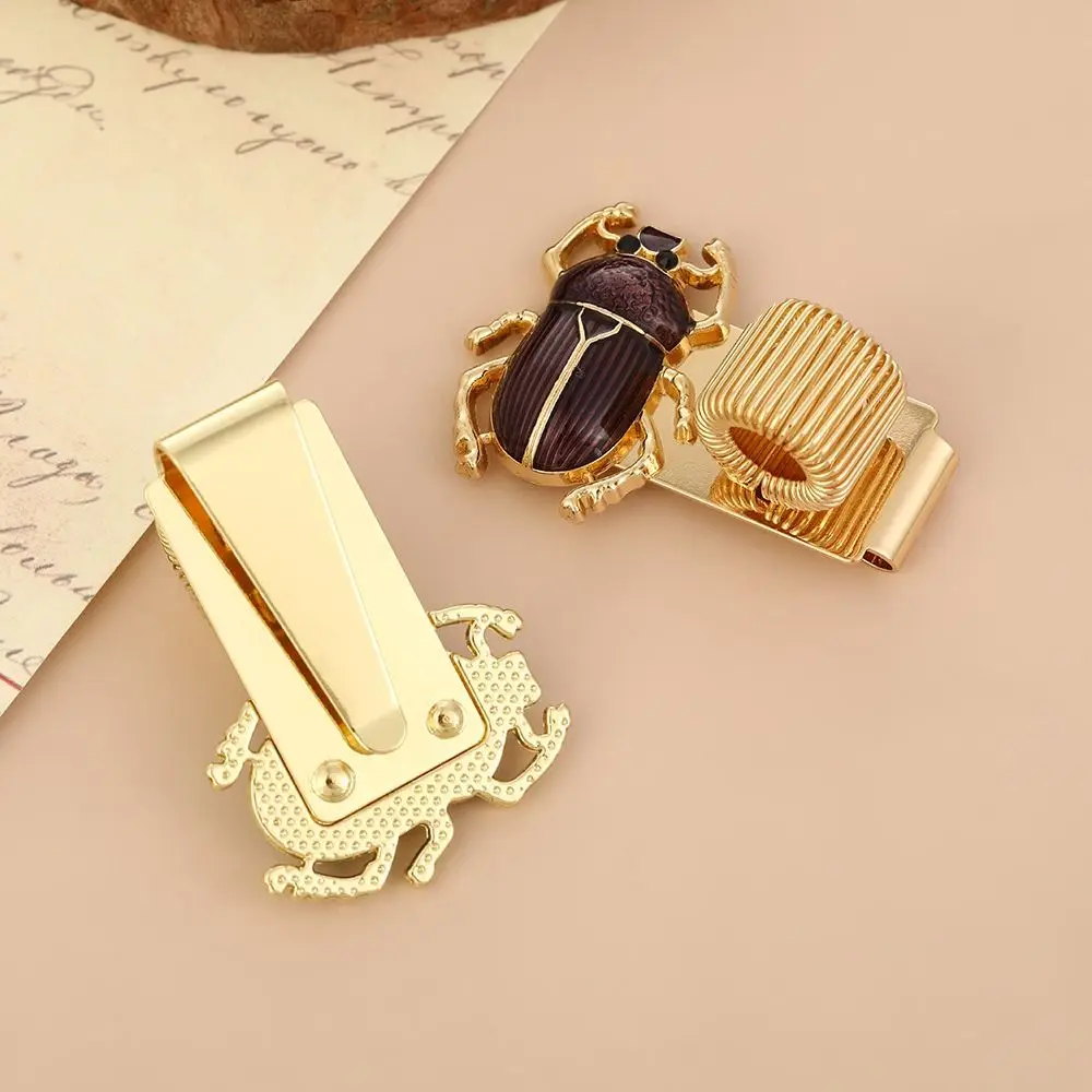 Portable Metal Scarab Beetle Pen Clip Elastic with Pen Loop Pen Holder Scarab Beetle Pen Clip Journals & Notebook view 4
