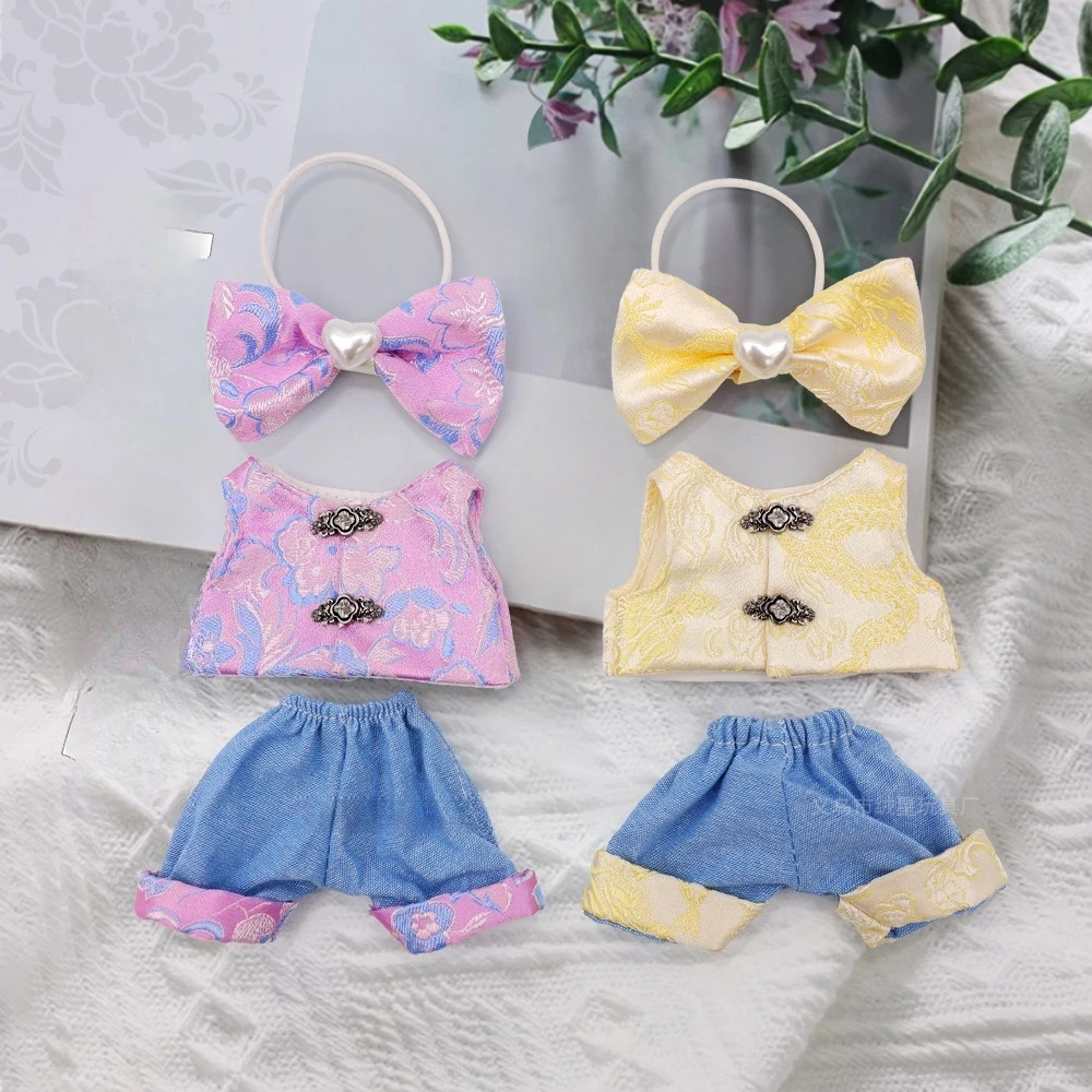

New Set of Three-piece Satin Chinese-style Bow Hot Selling Clothes for Labrador Without Dolls Doll Replacement Set