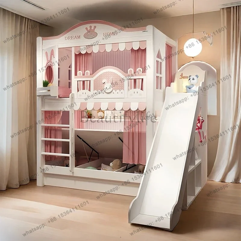 yj57 Wooden Japanese White Lit Cabane Enfant Furniture Decoration Storage Children Bed Frame Design Modern Bunk Children Bed
