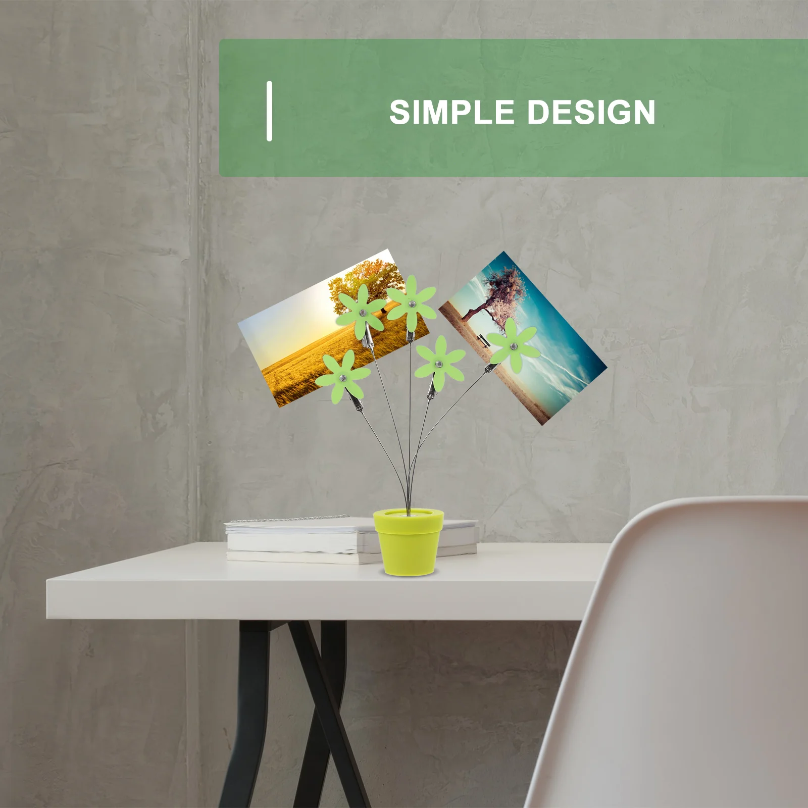 1Pcs Photo Holder Flowerpot Creative Bonsai Desktop Clip Plastic Tabletop Picture Holder Office Home Decoration Memo Card Stand