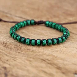 3*6 Malachite Beads Braided Bracelet Bangle for Women Men Fashion Bohemia Charm Handmade Bangle Gift