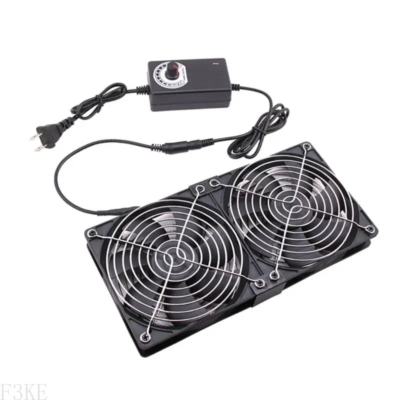 F3KE USB PC Router 120mm 100-240V Double Fan Speed ​​Controller Flower Flowing Film para o modem do receptor Router