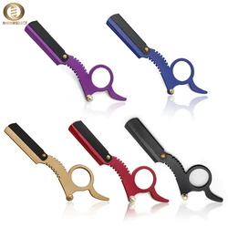 Stainless Steel Barber Shaving Razor for Thumb Double Edge Haircutting Eyebrow Shaping Hairdressing Straight Razor  Knife Holder