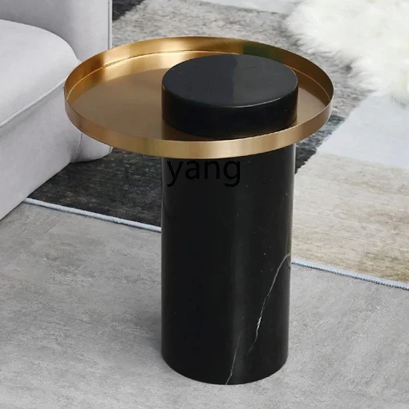 

CX natural travertine small coffee table light luxury creative Internet celebrity round living room designer