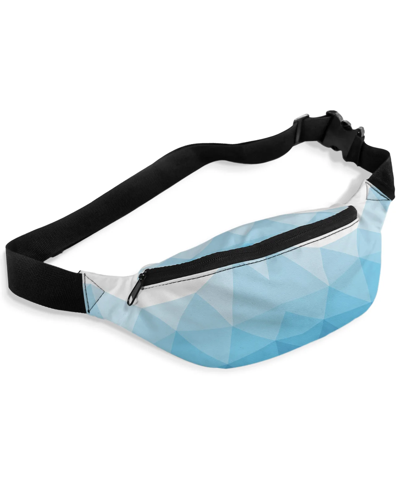 Geometric Mosaic Triangle Blue Gradient Men Women Waist Bag Fanny Pack Phone Belt Bag Wallet Pouch Waterproof Banana Hip Bags