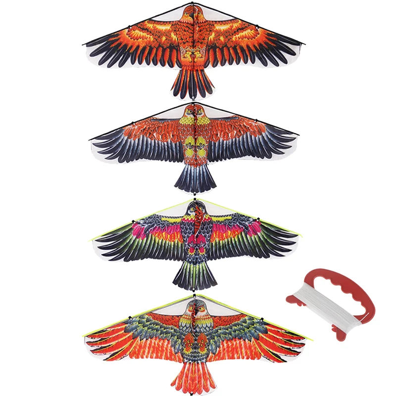 1M Platte Eagle Kite Met 30 Meter Kite Lijn Kinderen Vliegende Vogel Vliegers Windzak Outdoor Speelgoed Voor Kinderen Gift tuin Doek Speelgoed