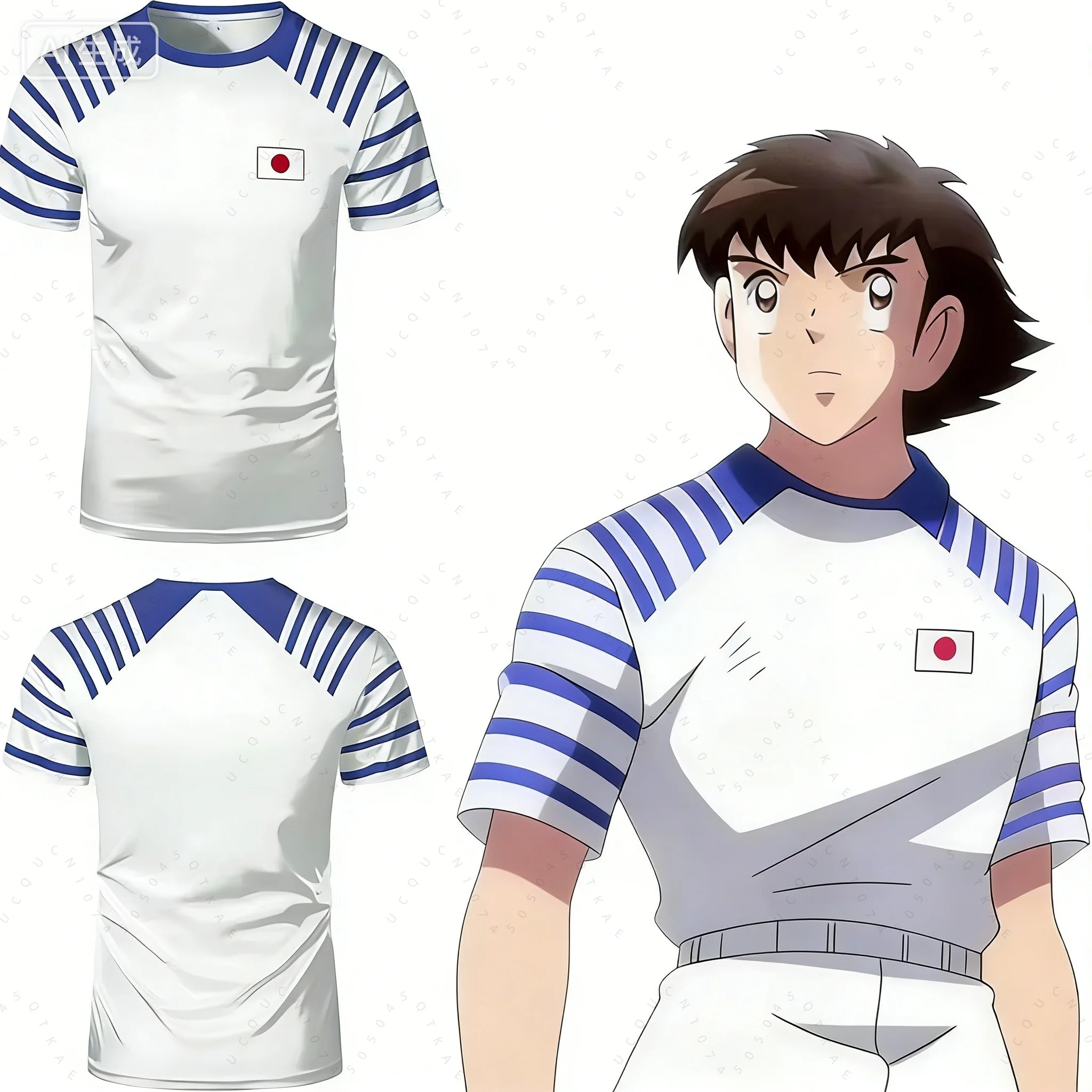 Camiseta de Anime Capitán Tsubasa para hombre y mujer, camiseta con estampado de bandera japonesa, camiseta informal de manga corta para verano, Tops deportivos para chico 2026