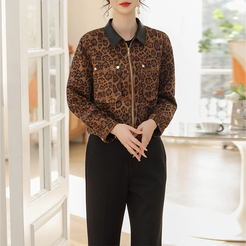 

Модная повседневная куртка для молодых мам и женщин среднего возраста, весенняя одежда, полиэстер, на молнии, с воротником