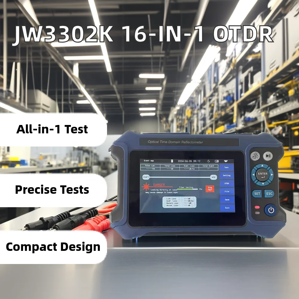 

JW3302K OTDR 10G OPM Измеритель мощности 1310/1550/1625 нм Тест оптических потерь FTTH RJ45 Многофункциональный тест 16 в 1 OTDR
