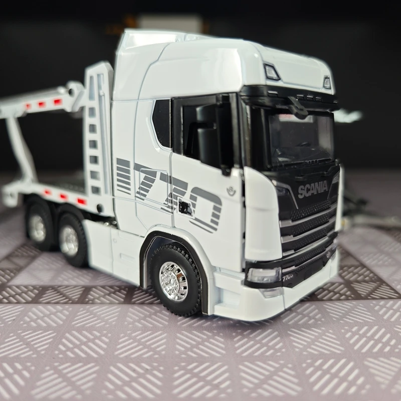 

1:50 simulation alloy Scania double decker transport vehicle model flatbed truck static ornament collection fine workmanship