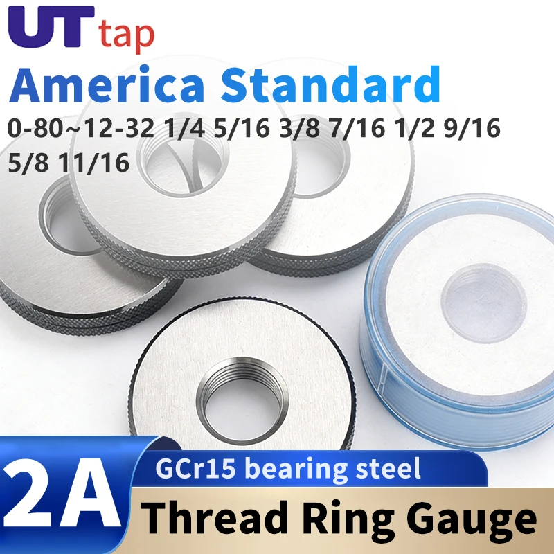 

Набор из 2 калибровочных колец (1*GO+1*NOGO) 2A 0-80~12-32 1/4 5/16 3/8 7/16 1/2 9/16 5/8 11/16 UN/UNC/UNF/UNS/UNEF, американский стандарт, для мелкой резьбы