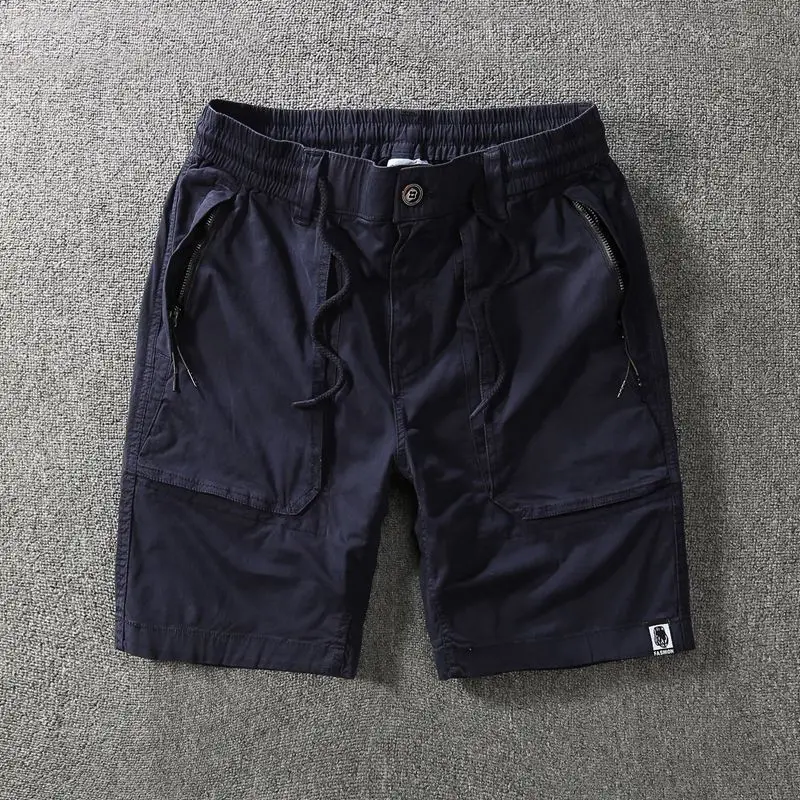 

Мужские повседневные шорты-бриджи (до колена) облегающего кроя для летнего отдыха, универсальные свободные рабочие брюки из полиэстера