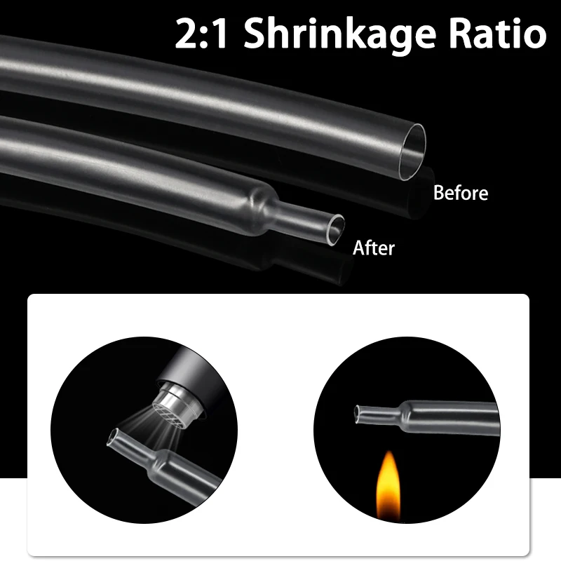 3-10M Super Thin Clear Heat Shrink Tube 2:1 1-20mm Flexible Transparent Earphone Sleeve Wire Wrap Sheath Insulation Protector