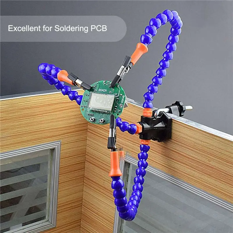 ABMI-2X Bench Vise Work Bench Vise Welding Table With 3 Flexible Arms Soldering Iron Stand PCB Soldering Repair,