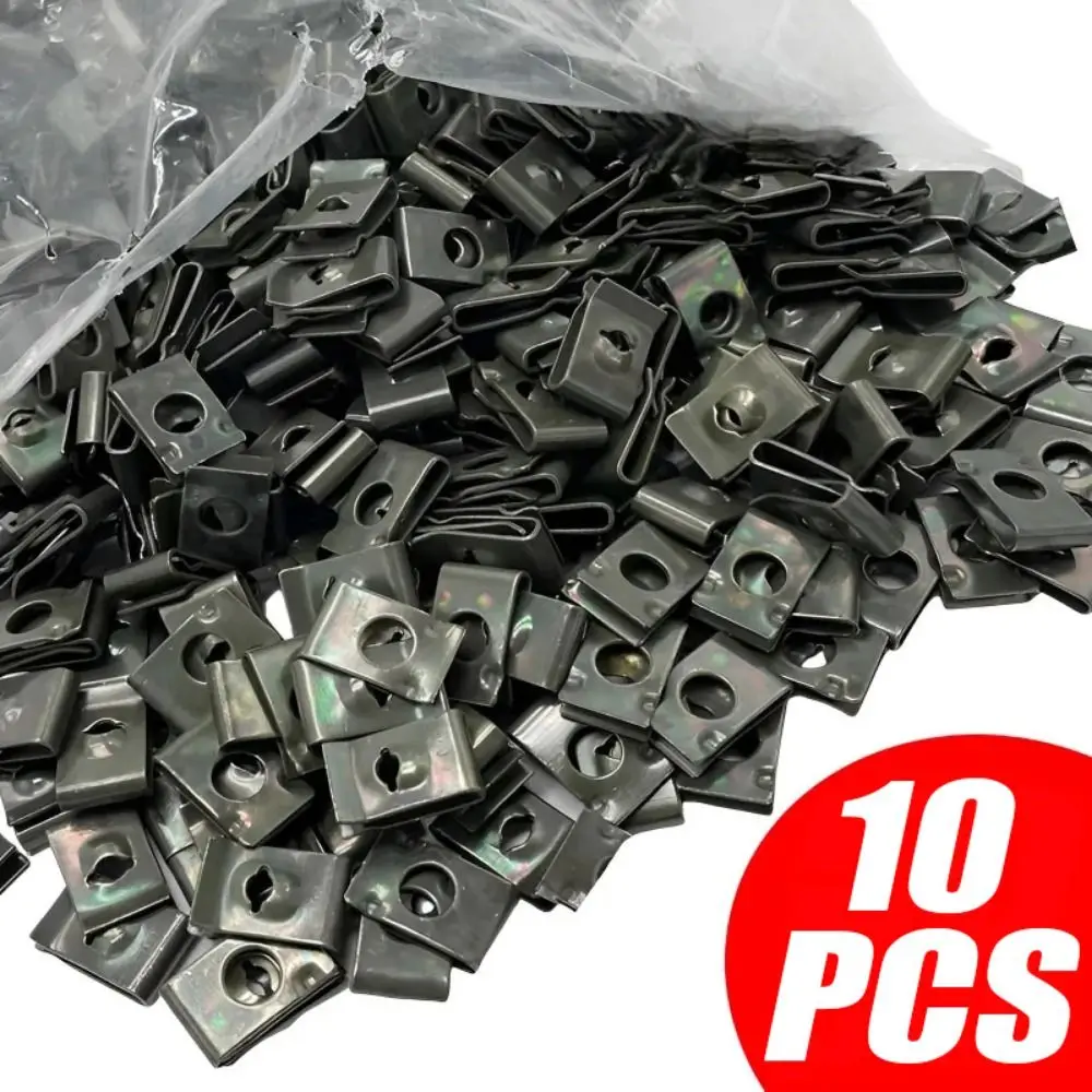 10pcs/pack with Screw Screw Fastener Clips Anti-rust Protection U-Type Clip Iron Sheet Metal Screw Buckle Car Motorcycles