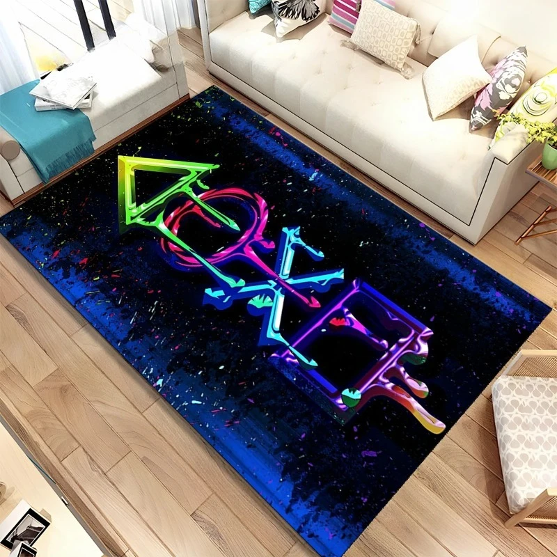 السجاد الألعاب موضوع حصيرة أذرع التحكم في ألعاب الفيديو البساط علامة تحذير تصميم النيون تأثير غرفة المعيشة ديكور المنزل ألعاب منطقة الكلمة حصيرة