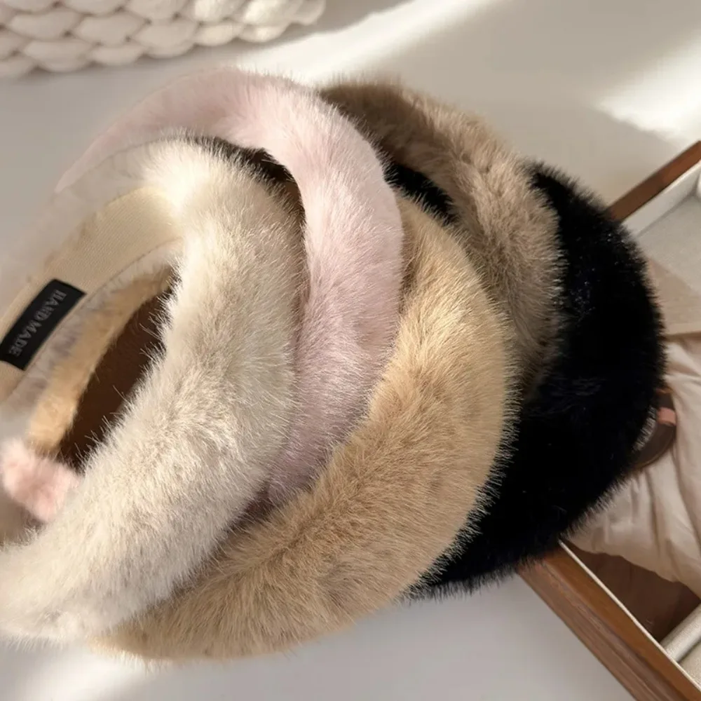 

Winter New Thick Plush Headbands Furry Wide Hair Band For Woman Temperament Elegant Hair Hoop Female Fashion Hair Accessories