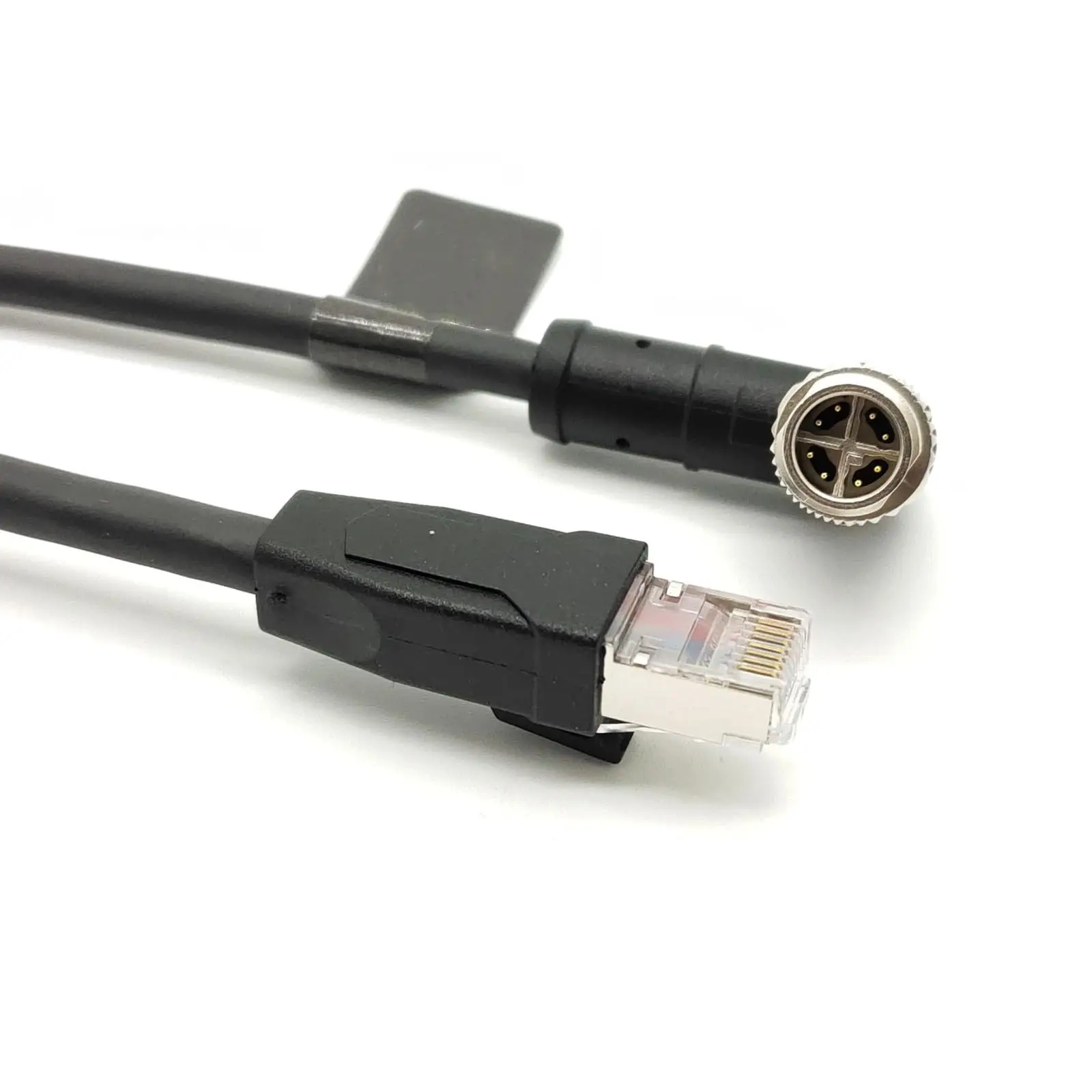 Ethernet Cables M12 X-Code 8 Pin Right Angle To RJ45 Shielded High Flex 2M
