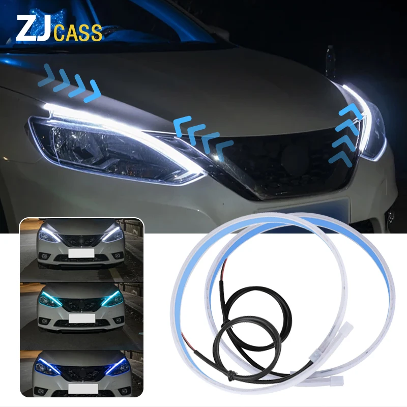 

2Pcs Customizable DIY Car LED DRL Daytime Running Light Strips Waterproof Flowing Turn Signal Yellow Light Decorative Lamp 12V