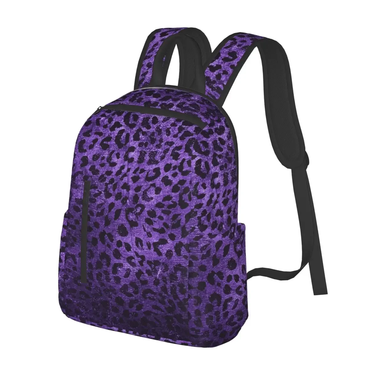 

Distressed Purple Leopard Print Student Backpack School Bag Hiking Travel Daypack for Boys Girls Fashion Bookbag Shoulder Bags