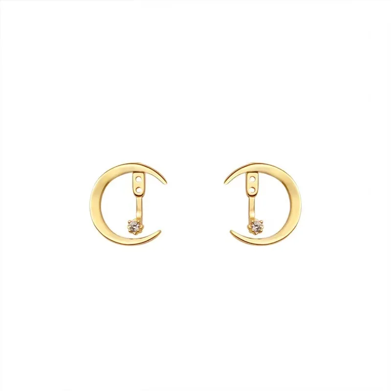 New Design Stainless Steel Cubic Zirconia Stud Earrings For Women Star Moon Pendant Cartilage Earring Piercing Jewelry Gifts image 4