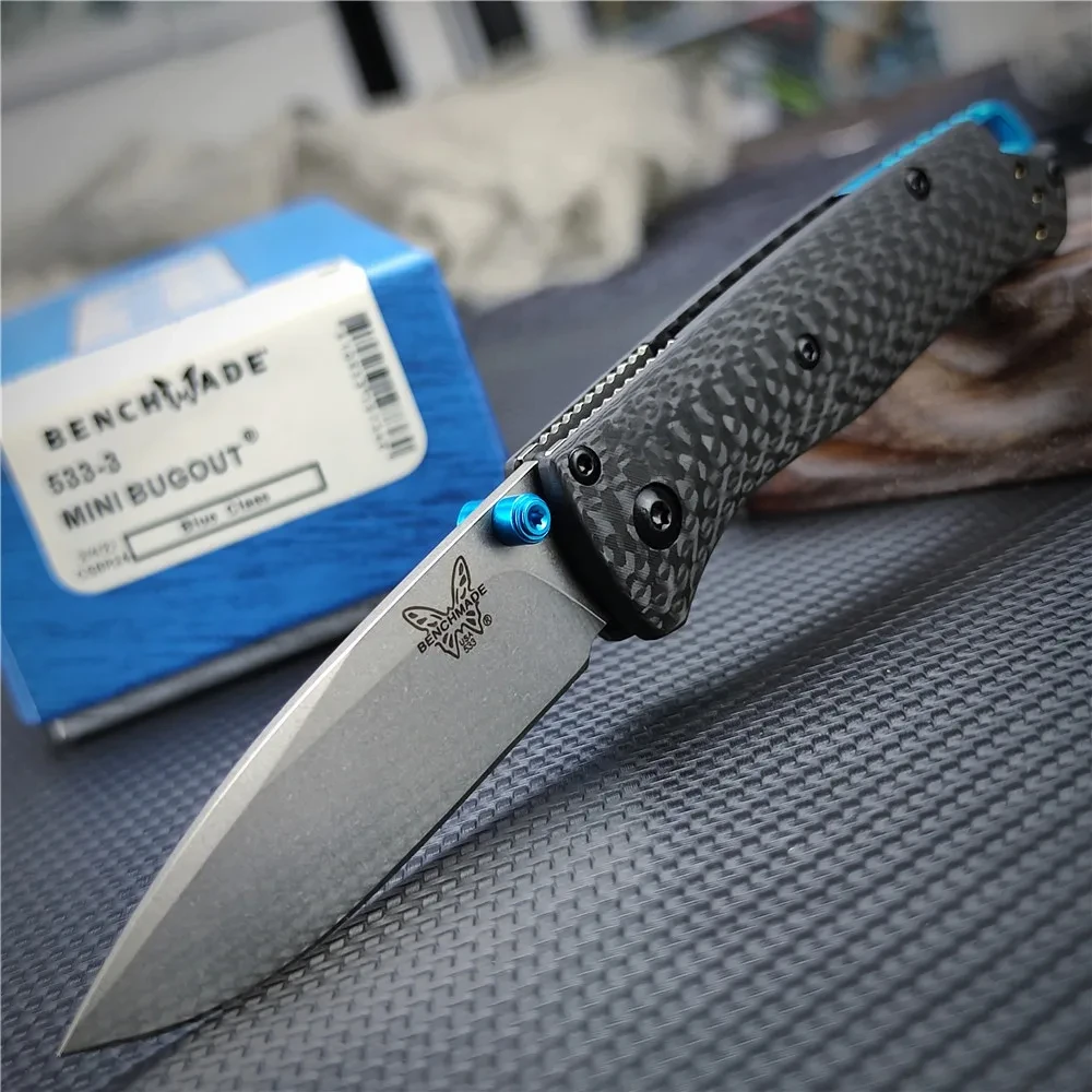 BM533 Folding Knife Outdoor Tactical Pocket Survival Hunting Rescue Knife EDC Tool carbon fiber handle S90V handle gift