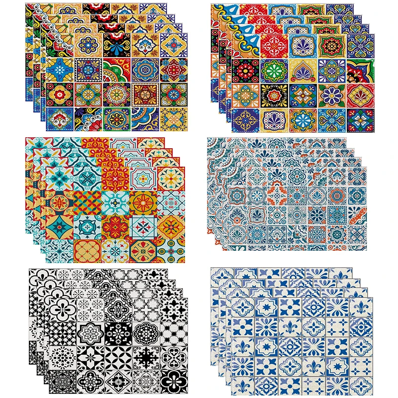 4/6/8 stücke Retro Druck Tischsets Leinen Küche Esstisch Dekor Zubehör Hitzebeständige Leinen Geschirr Pads Matten