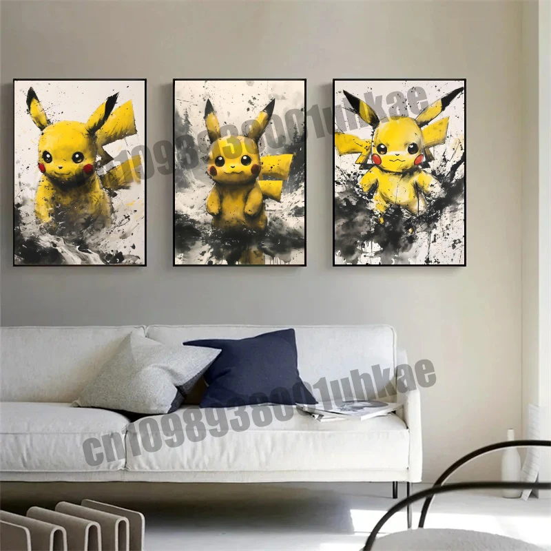 

Pokemon Anime, Squirtle, Gengar, Pikachu, Charizard, Art Poster, Canvas Paint, Wall Art, Family Room Decoration Mural Gift