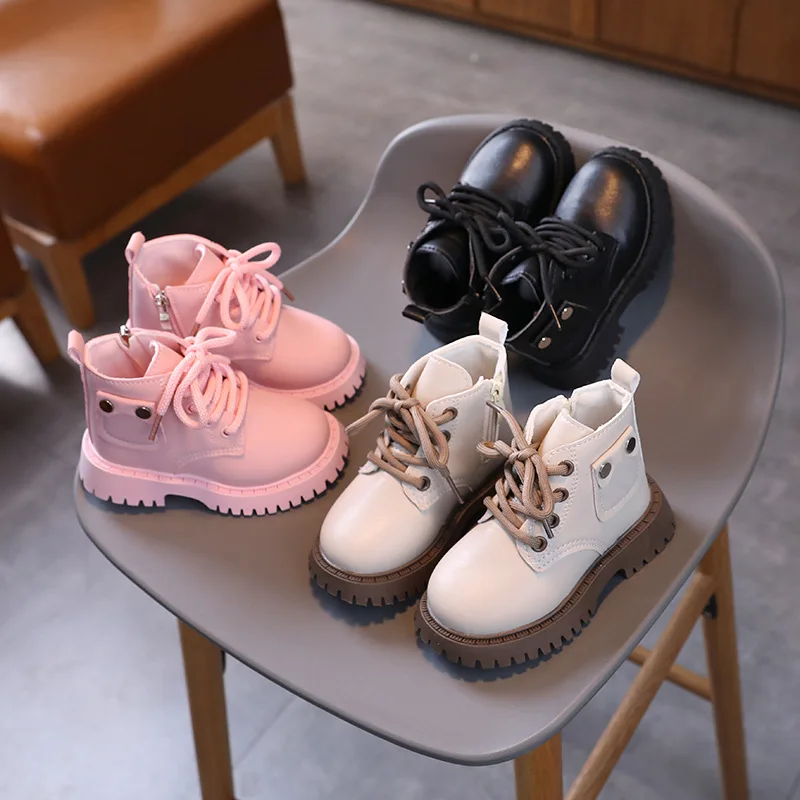 2026 Kids Leather Chelsea Boots Waterproof Children Sneakers Beige Toddler Snow Boots Girl Winter Shoe Boy