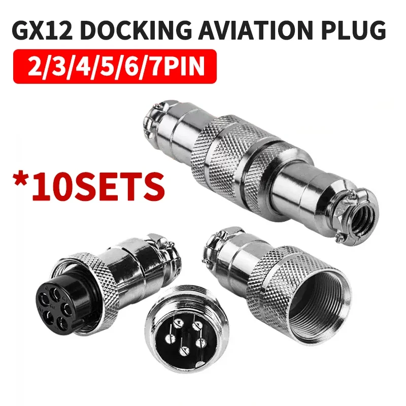 

10 Set Aviation plug socket connector GX12 Male&Female docking type 2/3/4/5/6/7 pin connector docking type