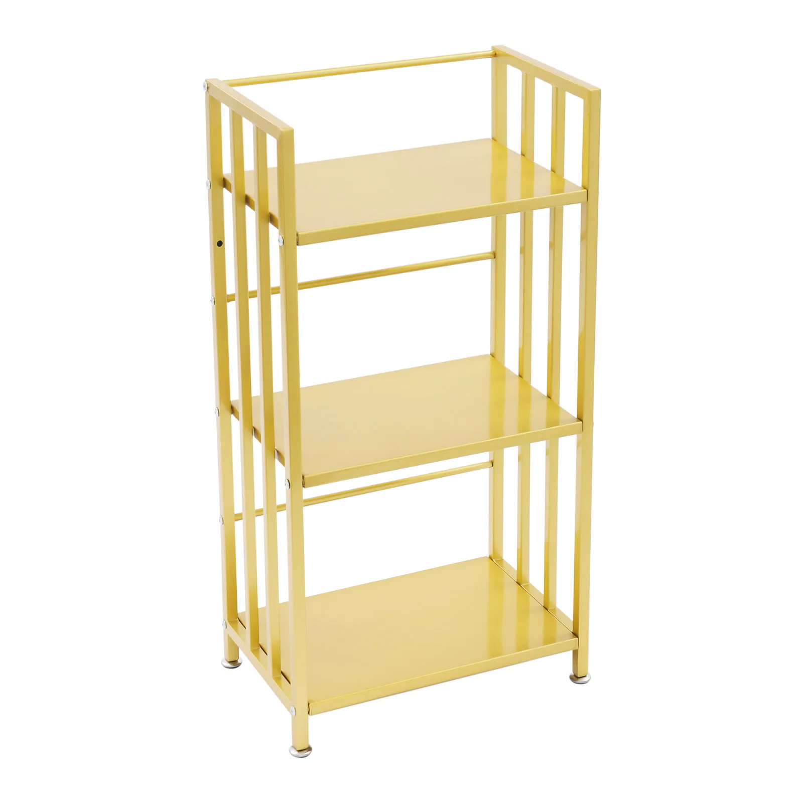 (Emas) Rak Buku Pajangan Berdiri Lantai 3 Tingkat, Rak Pajangan Rak Buku Besi, Rak Buku Rak Terbuka untuk Rumah Kantor, 60*25*78.5 cm