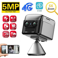 WiFi or 4G SIM Mini 4K Dual-Lens Camera 5X Zoom Motion Detection Night Vision 4000mAh Big Battery Two-Way Intercom Surveillance