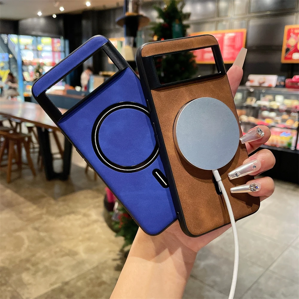 Luxury Retro Sheepskin Magnetic Phone Cases For Google Pixel 9 9pro XL 8A 8 Pro Pixel7 7A For Magsafe Wireless Charging Cover