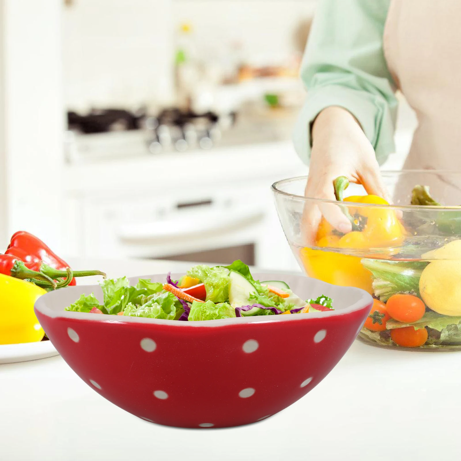 

Ceramic Mushroom Design Bowl Multi-Use Fruit Soup Rice Noodle Serving Dish Decorative Salad Candy Dessert Container for Home