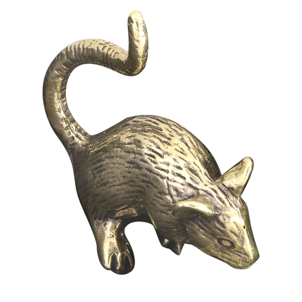 

Brass Mouse Ornament Small Metal Desktop Decor for Office Home Tea Pet Symbol of Wisdom Wealth Luxury Animal Statue