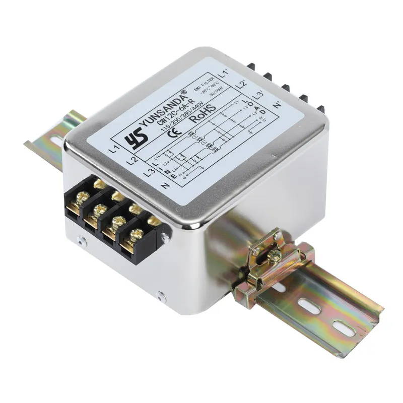 Three-phase 380V guide rail power supply filter CW12B-R anti-interference EMI servo frequency conversion