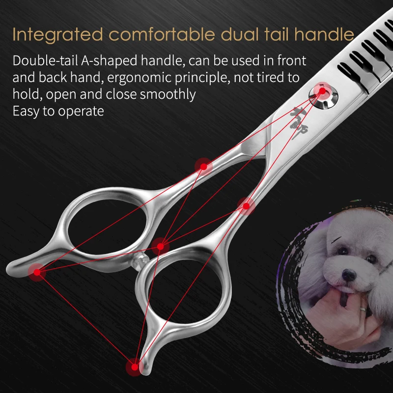 Fenice 7Inch Trimming Dog Hair Clipper Beauty Grooming Scissors Curved Natural Chunker Shears Pet Scissors JP440C Steel 80% Rate