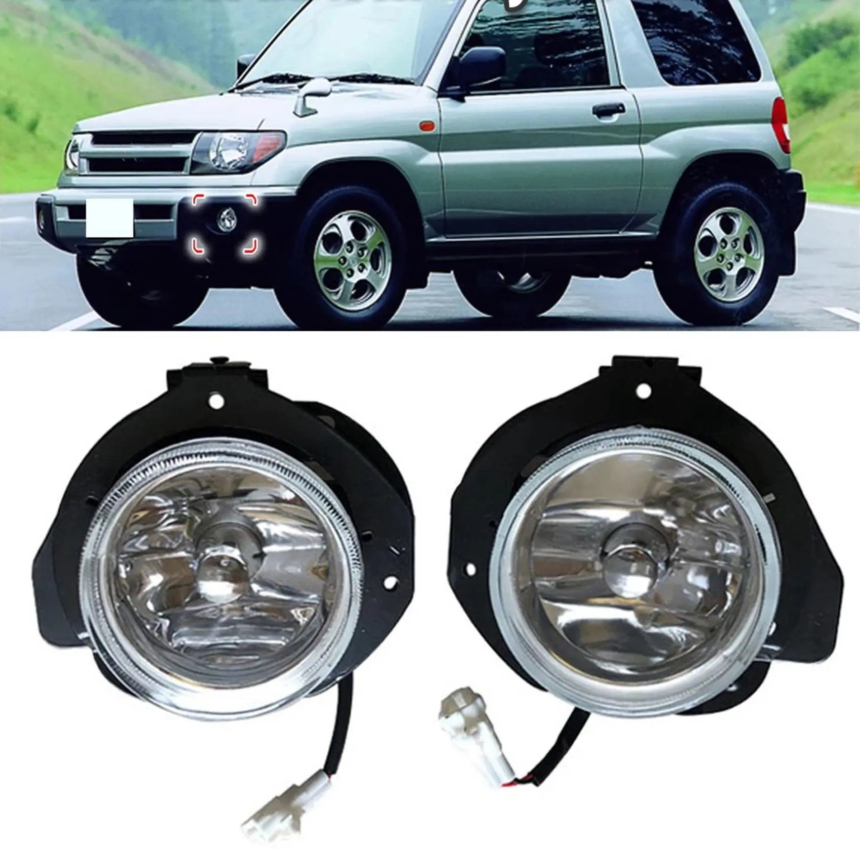 1Pair Car Front Bumper Fog Lights Assembly Driving Lamp Foglight for Mitsubishi Pajero IO Montero Pinin for Shogun Mini