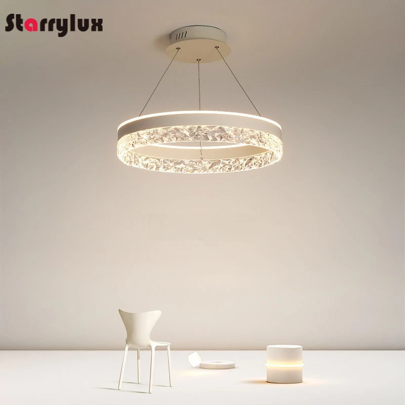 Modern Minimalist Chandelier, Luxury Round LED Bedroom Light