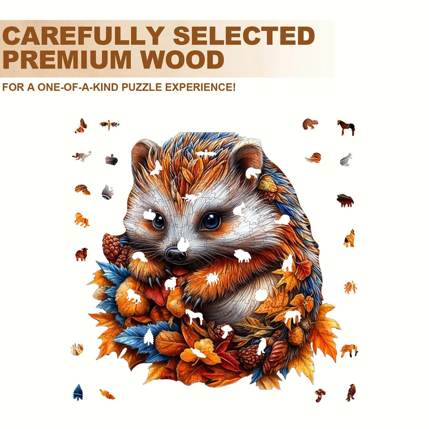Puzzle Kayu - Hadiah Puzzle Kayu Premium Bentuk Unik untuk Dewasa - Puzzle Bunga, Anak Ayam, Hewan, Permainan Keluarga