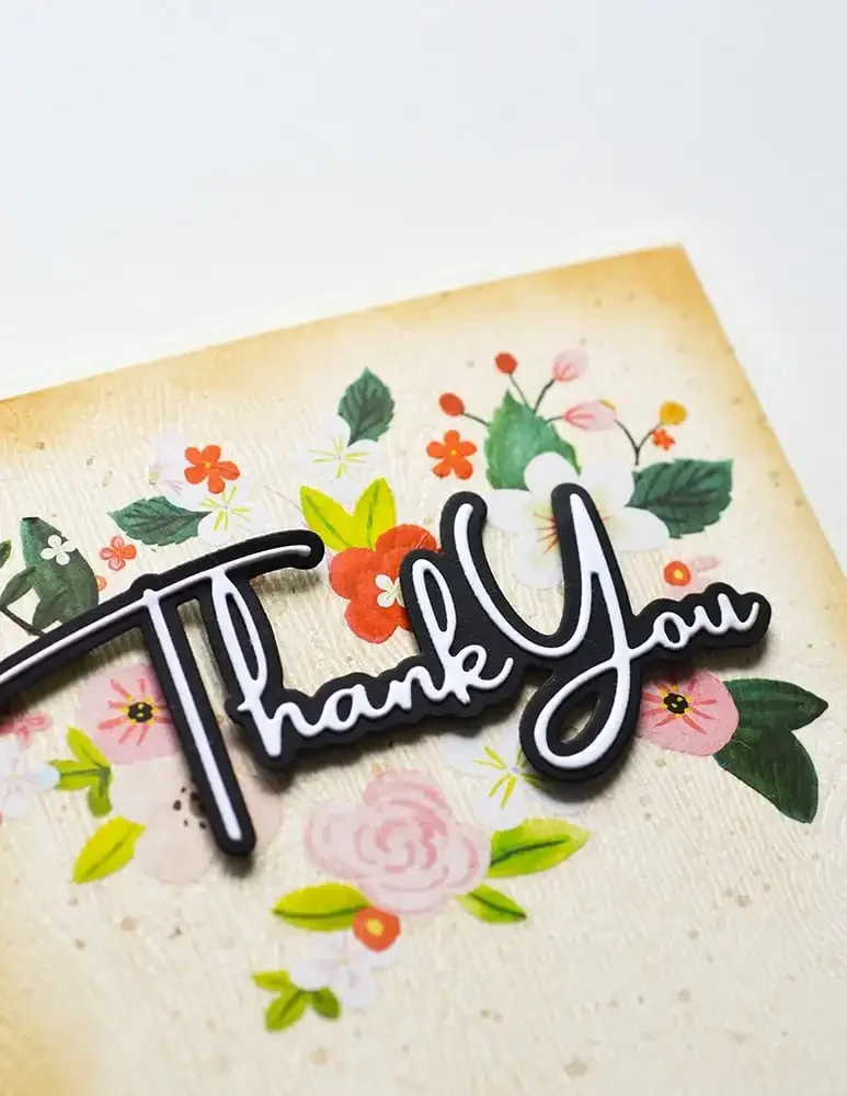 New June 2024 Happy Birthday Hello Thank You Breezy Script Metal Cutting Dies for Scrapbooking Frame Card Craft Supplies