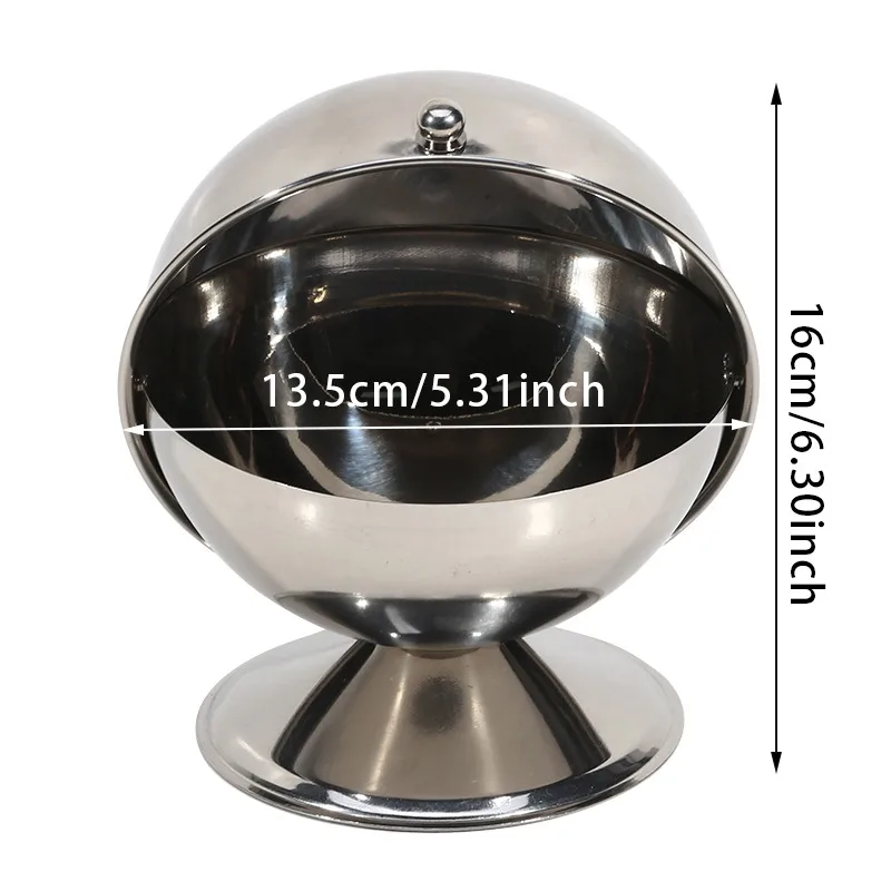 Spherical Stainless Steel Sugar Bowl Flip Top Seasoning Storage Jar Round Metal Container For Spice Candy Home Kitchen Organizer view 6