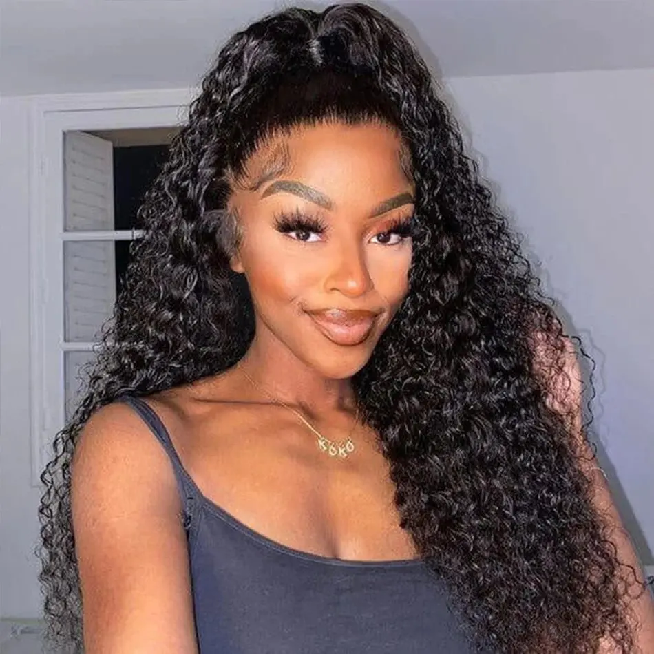 Rosabeauty 180% 250% Density HD 13X6 Full Transparent Deep Curly Lace Frontal Wigs 30 40 Inches 13X4 Front Human Hair Wig