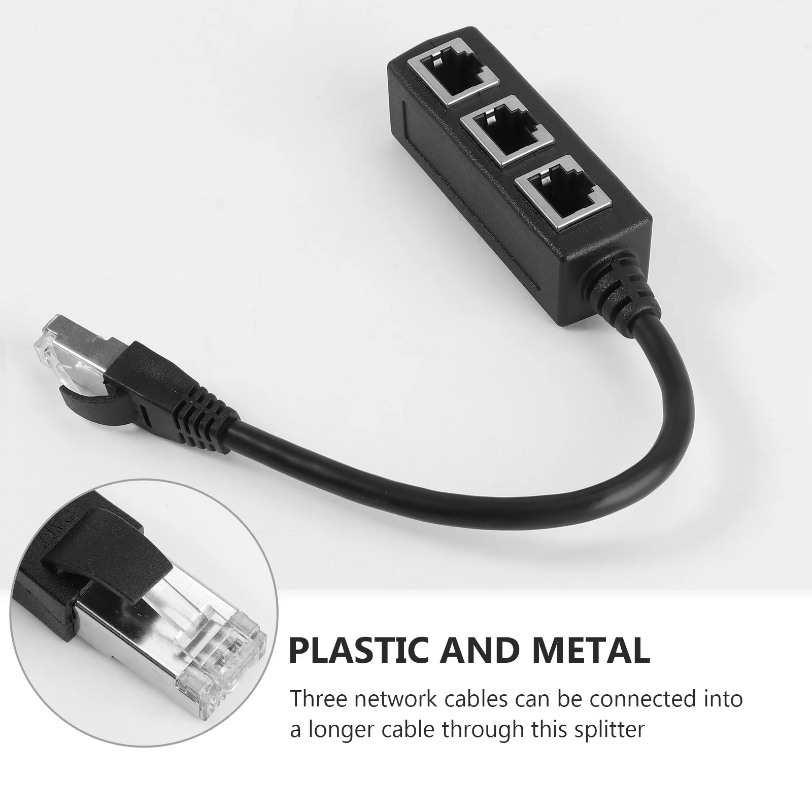 

Rj45 Ethernet Cable Adapter Splitter 1 Male to 3 Female Port Lan Network Plug Black Connector for Network Extension