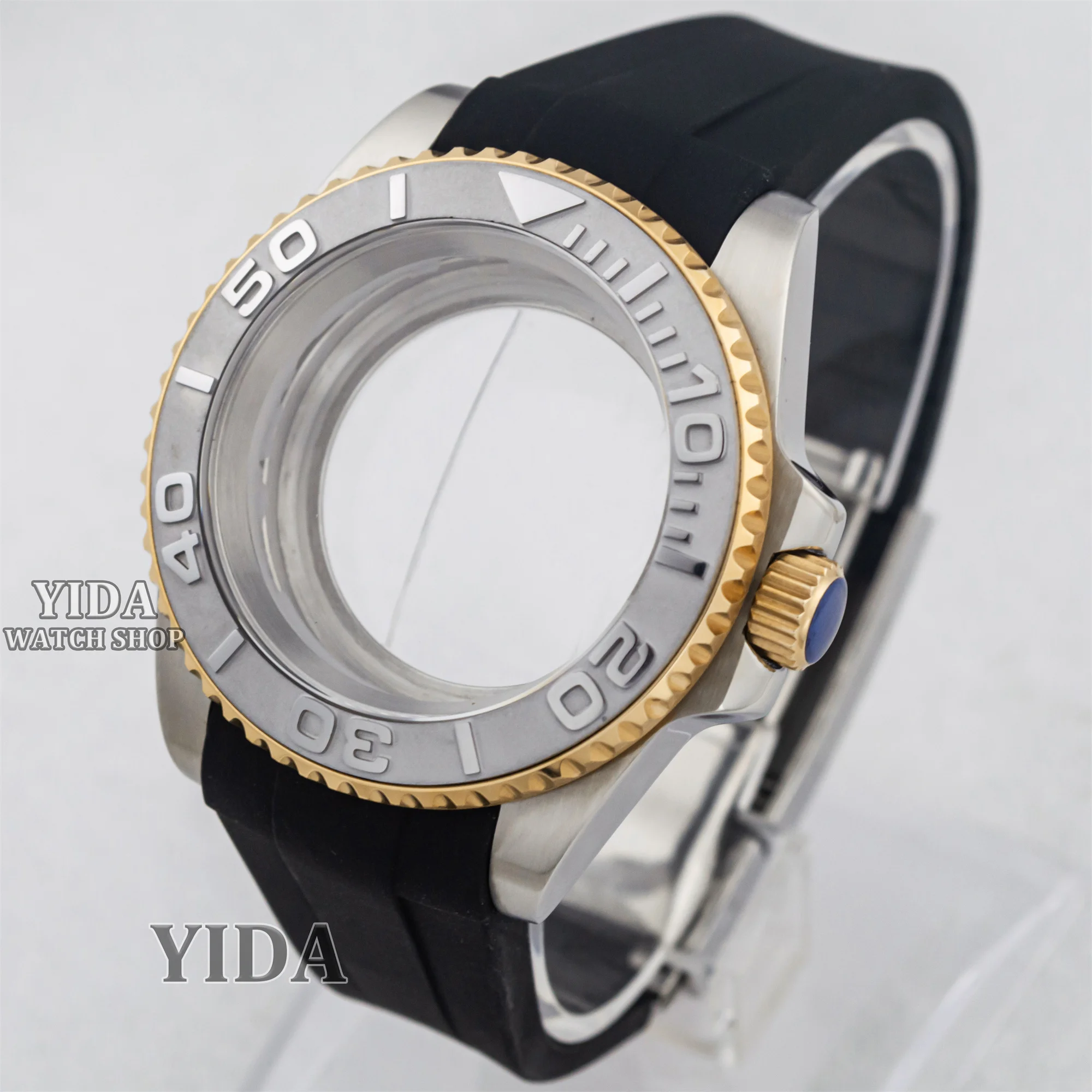 40 ミリメートル Mod 時計ケース 20 ミリメートルラバーバンドブレスレットサファイアクリスタルサブ GMT Nh34 Nh35 Nh36 ムーブメントフィット 28.5 ミリメートルダイヤルヨットマスター