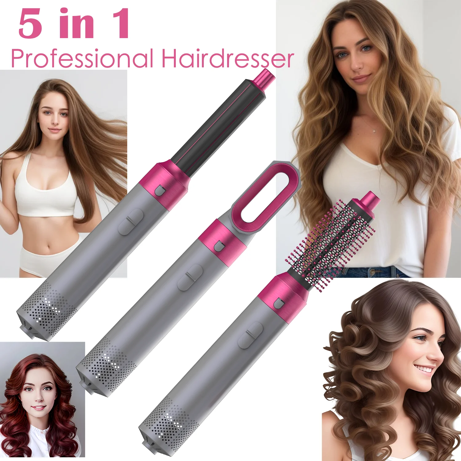 New Hair Dryer Multi Hair Styler 5 in1 Curling Iron Hair Straightener With Hair Brush Hairdryer For Hair Dryer Hair Multi Styler